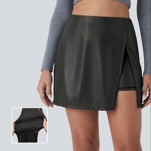 Halara SoftlyZero Faux Leather Skirt, Metallic Foil, M
